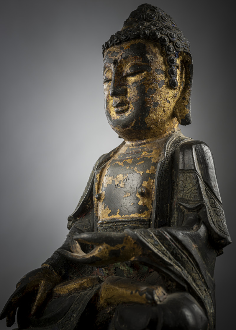 A part-gilt bronze of Buddha Shakyamuni in the meditation seat - 图4