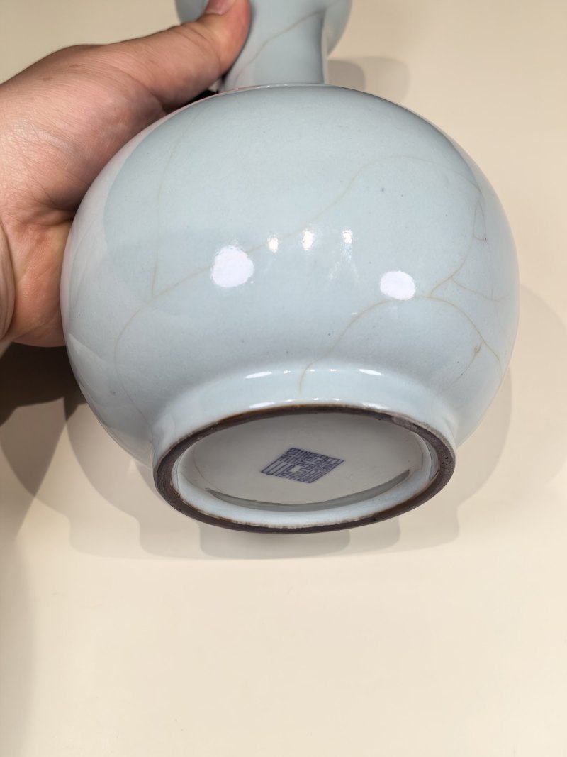 清乾隆 仿官釉莲蓬七孔花插 - 图10