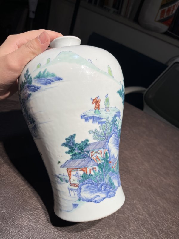 清雍正 安窑斗彩山水图梅瓶 - 图41
