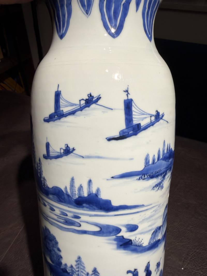 明崇祯 青花江西十景之“徐亭烟柳”图筒瓶 - 图12