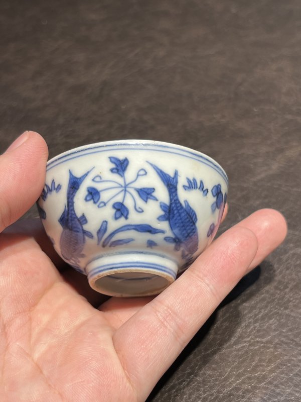 明嘉靖 青花鱼藻纹茶圆 - 图10