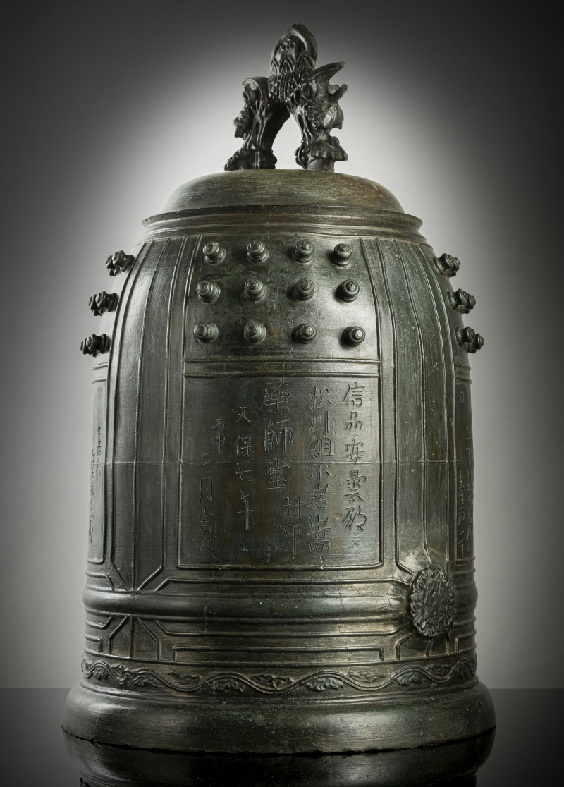 A large temple bronze bell with inscription - 图5