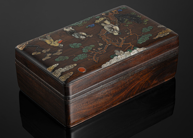 Fine inlaid Zitan box and cover - 图5