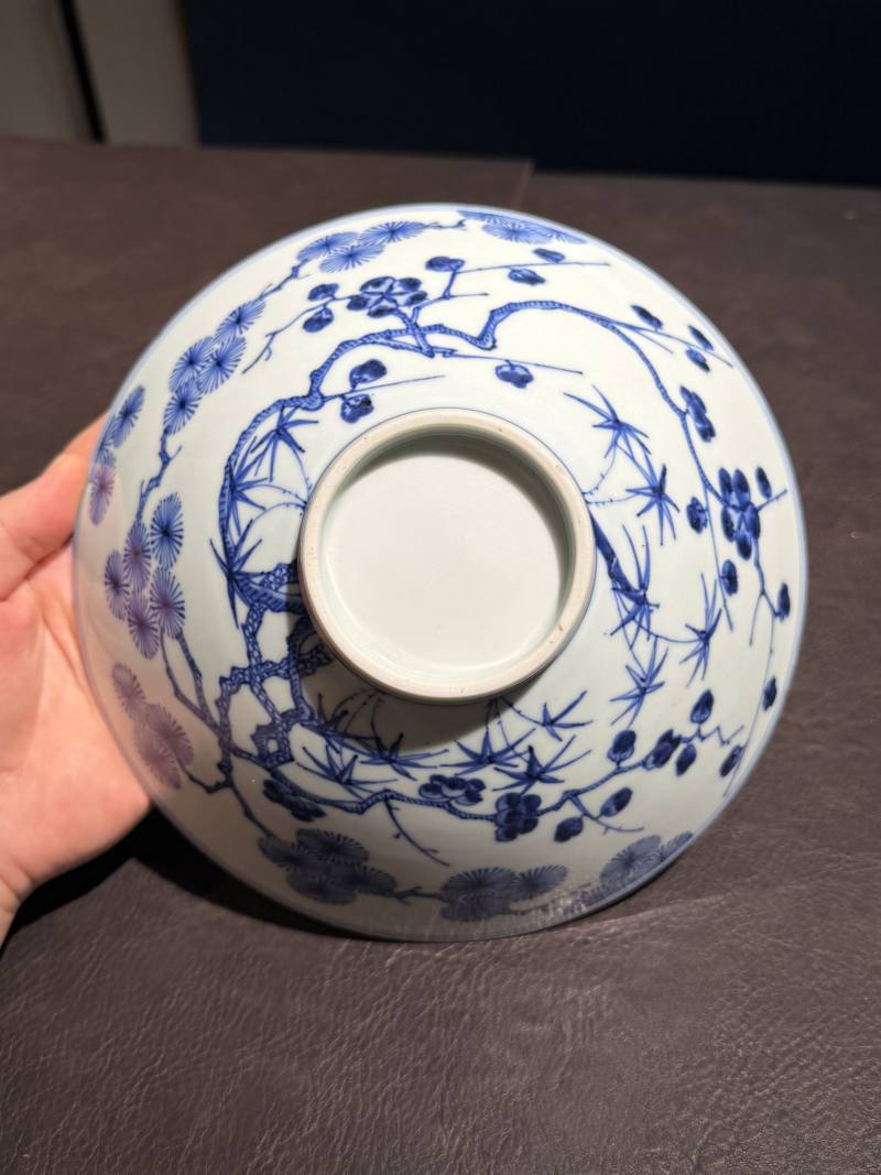 清康熙 仿永乐青花松竹梅斗笠碗 - 图22