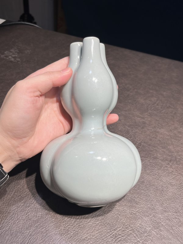 清乾隆 仿汝釉三孔葫芦瓶 - 图15