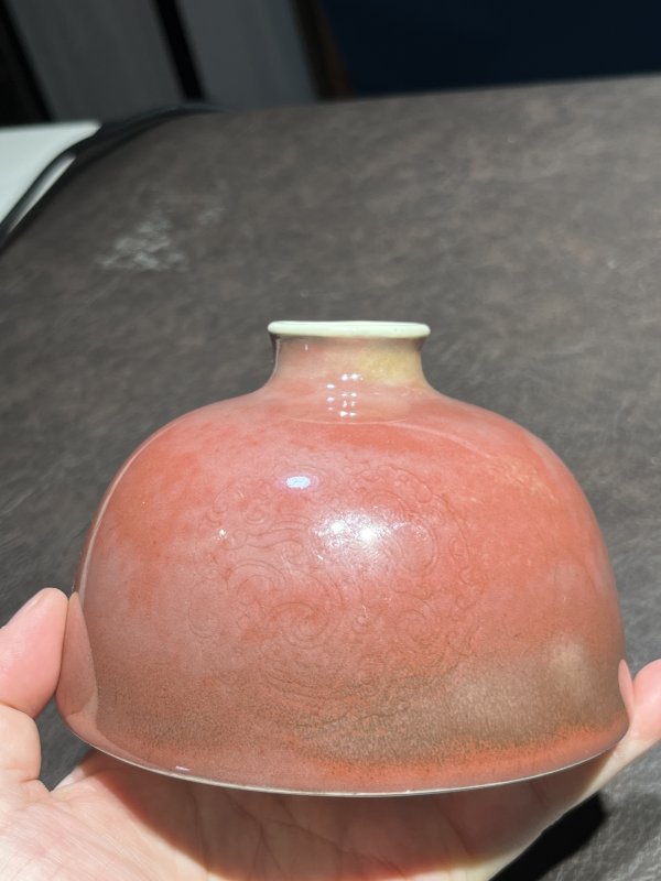 清康熙 豇豆红釉暗刻团龙纹太白尊 - 图12