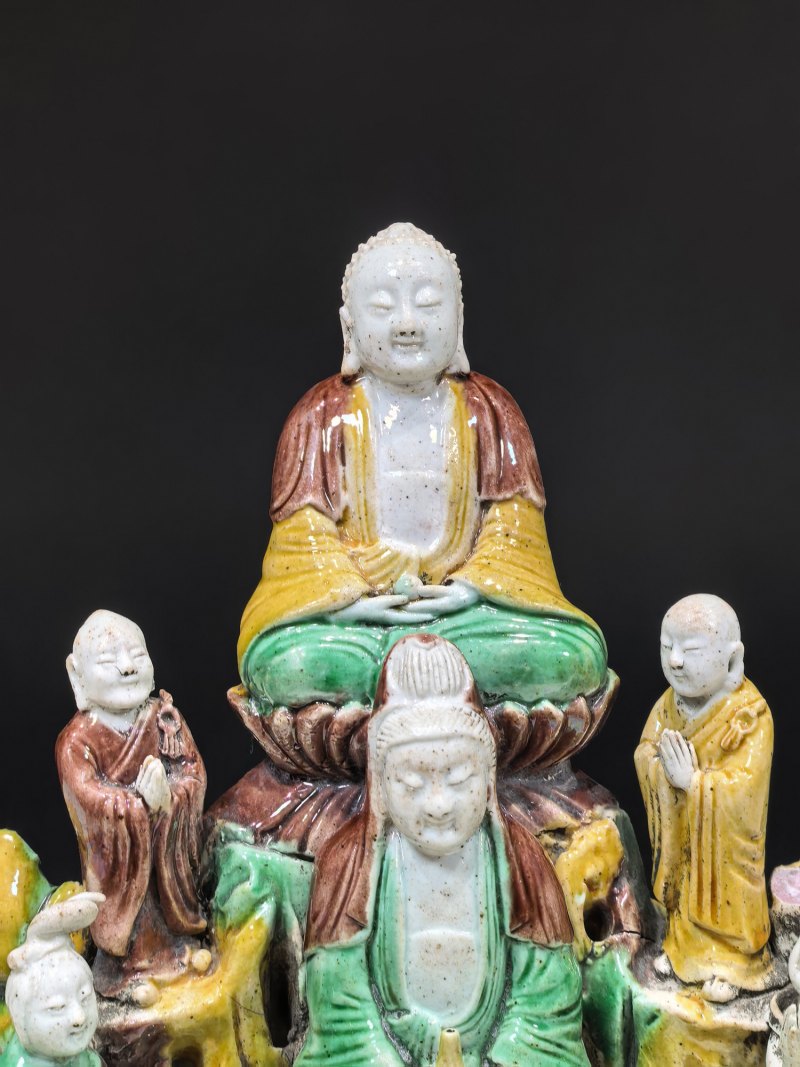 清康熙 素三彩三圣像 - 图10
