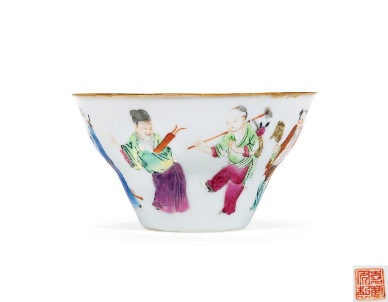 清嘉庆 粉彩八仙图折腰茶圆 - 图2