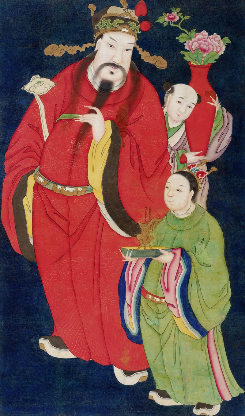 清·纸本 加官晋爵 镜片