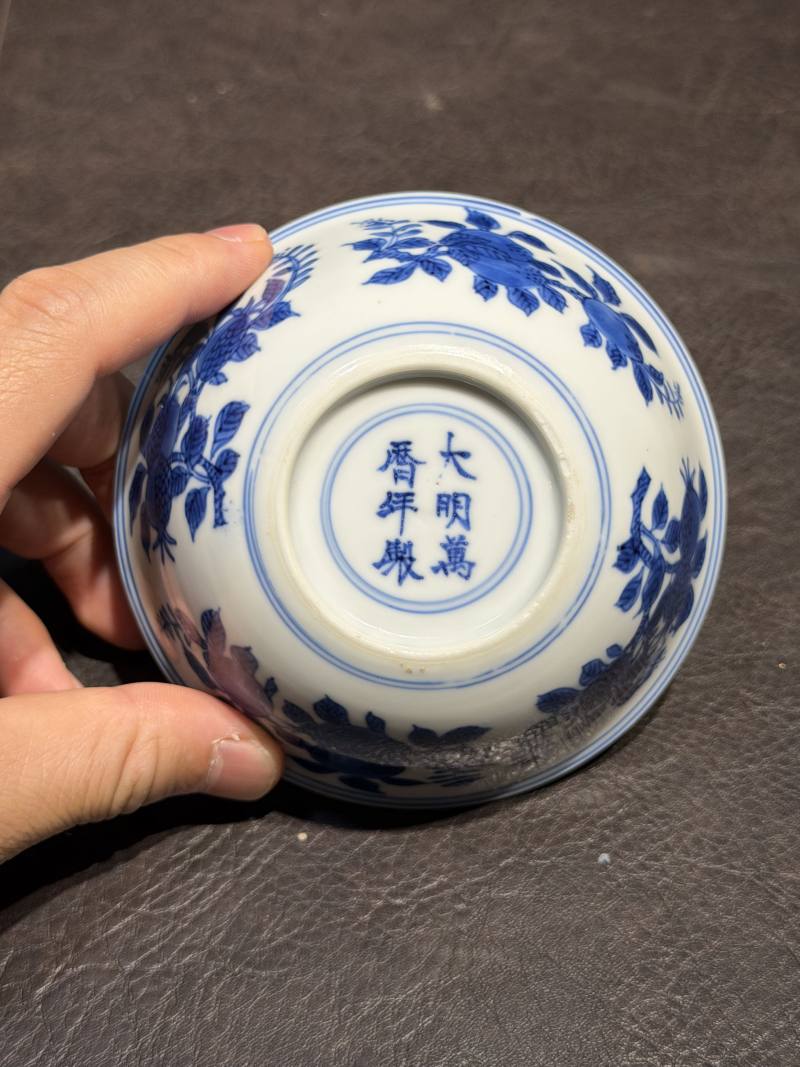 清康熙 青花花果纹卧足杯 - 图15