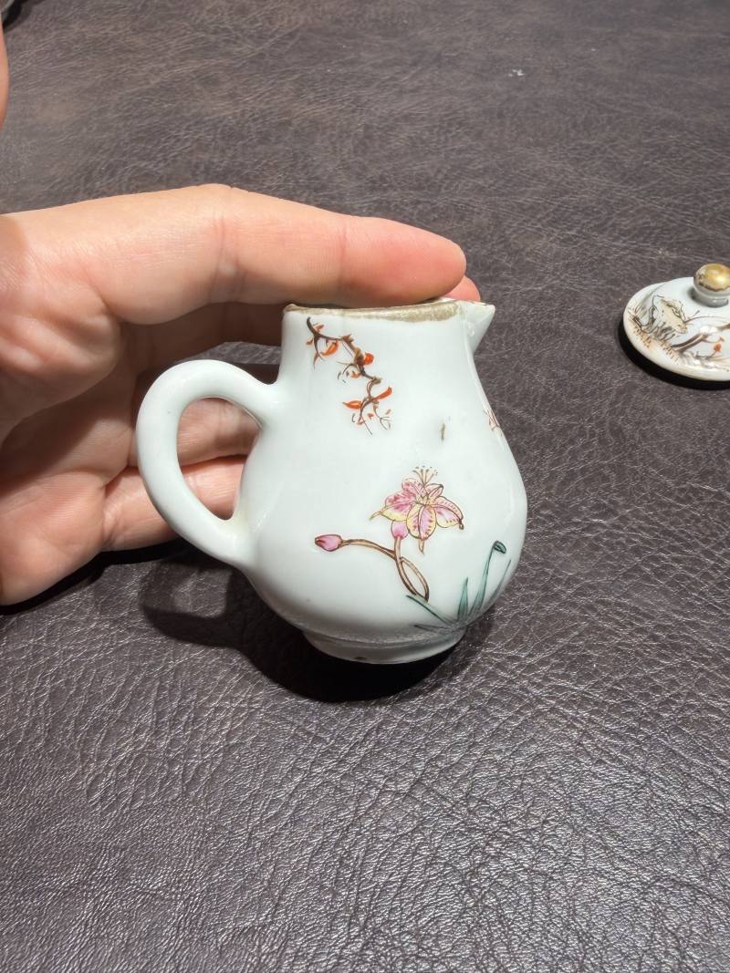 清乾隆 粉彩花鸟纹茶具一套25件 - 图65