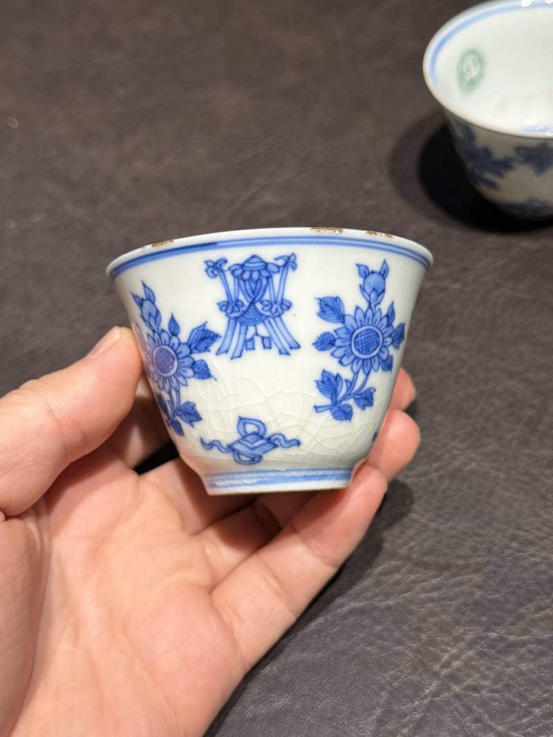 清康熙 青花清供图茶杯（一组六件） - 图40