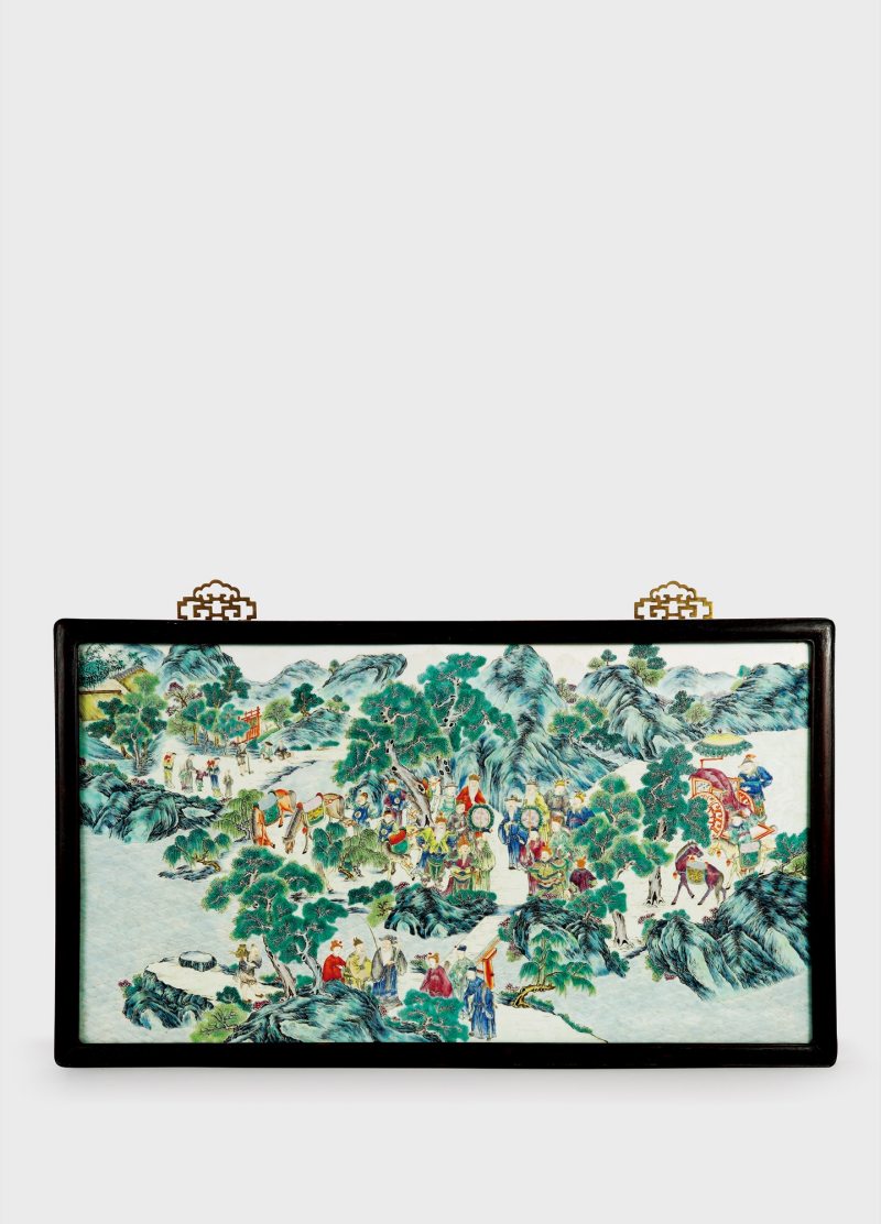 清乾隆·粉彩“文王访贤”图玉瓷板