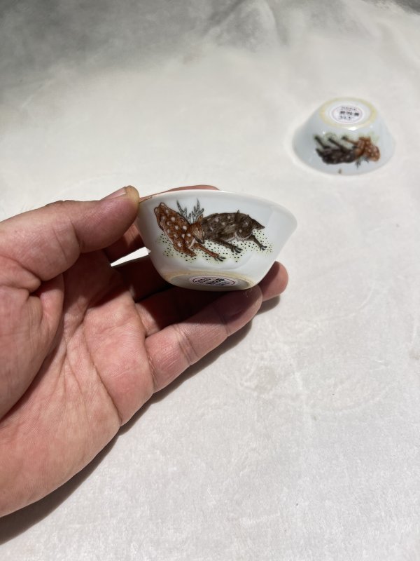 粉彩灵鹿献瑞纹套杯一套 - 图26