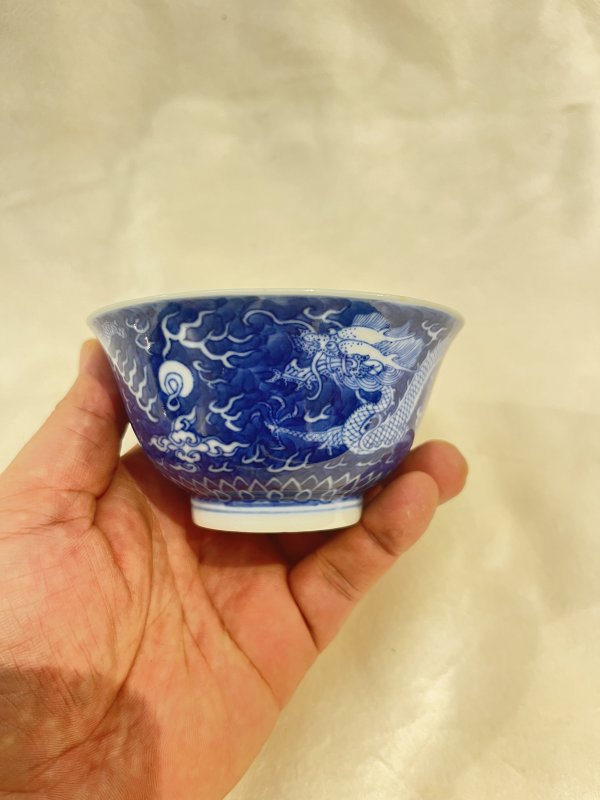 青花留白双龙戏珠纹碗 - 图5