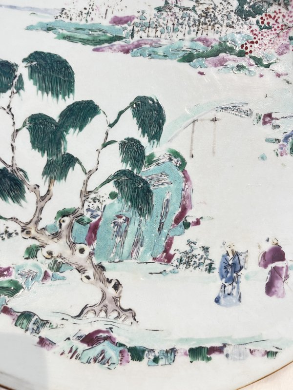 五彩山水人物纹大盘 - 图5