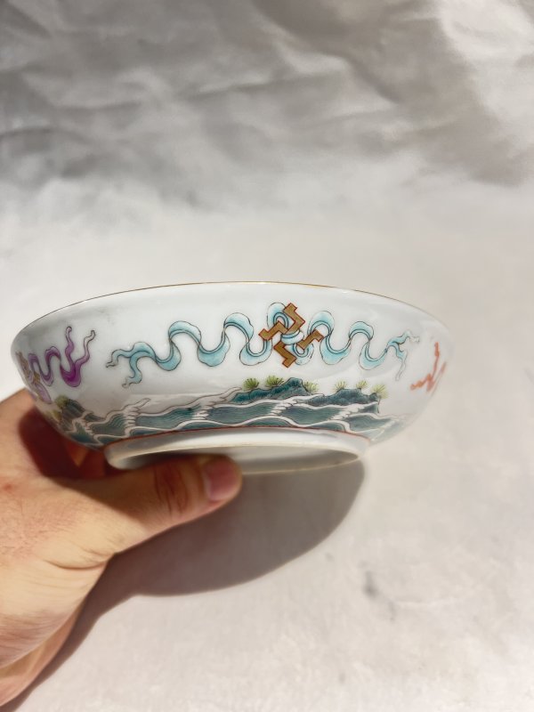 绿地粉彩花鸟纹盘一对 - 图11