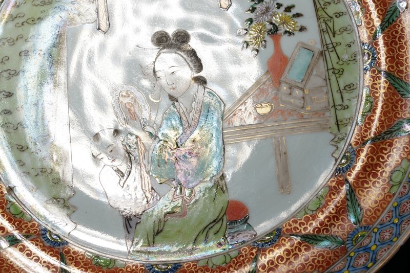 清咸丰 广彩侍女图盘 - 图13