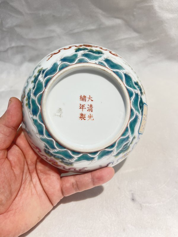 绿地粉彩花鸟纹盘一对 - 图13