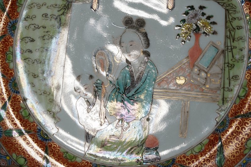 清咸丰 广彩侍女图盘 - 图14