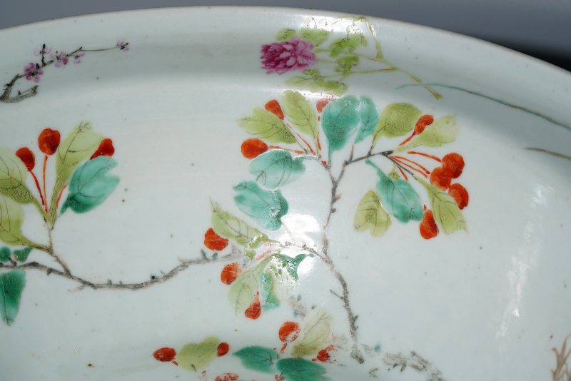 清晚期 浅绛彩折枝花笋纹洗 - 图11