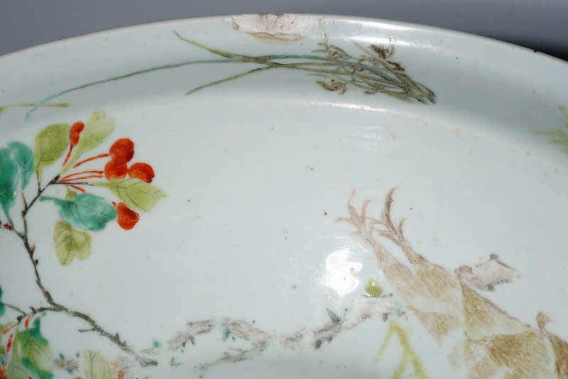 清晚期 浅绛彩折枝花笋纹洗 - 图12