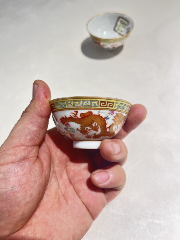 粉彩云龙纹杯一对 - 图5