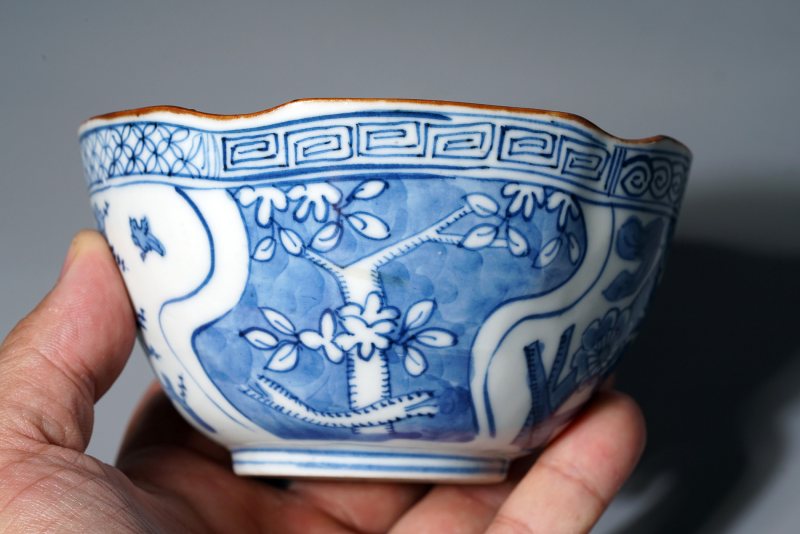清道光 青花祥瑞手花口碗一对 - 图20