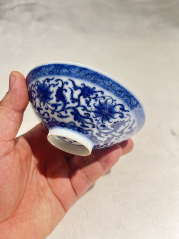 青花缠枝莲纹斗笠盏一套 - 图10