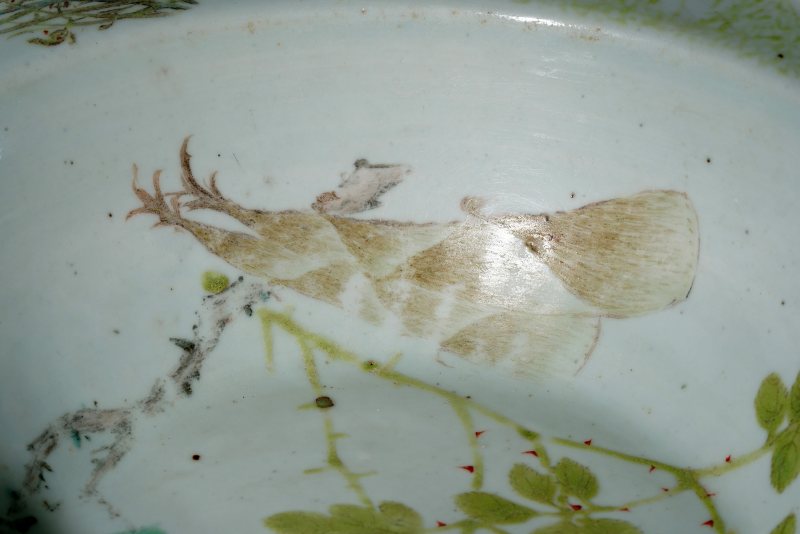 清晚期 浅绛彩折枝花笋纹洗 - 图13