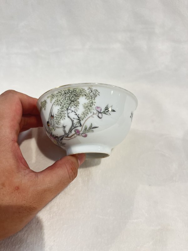 粉彩花鸟碗一对 - 图5
