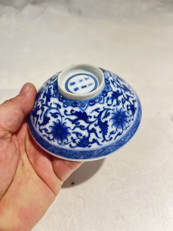 青花缠枝莲纹斗笠盏一套 - 图11