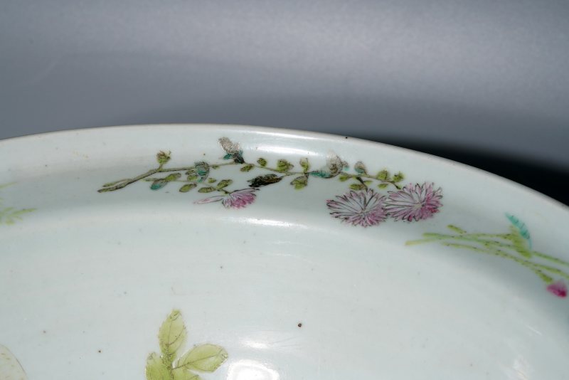 清晚期 浅绛彩折枝花笋纹洗 - 图15