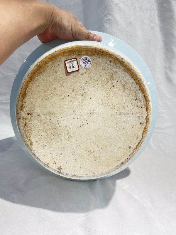 青花夔凤寿字纹折沿盆 - 图8