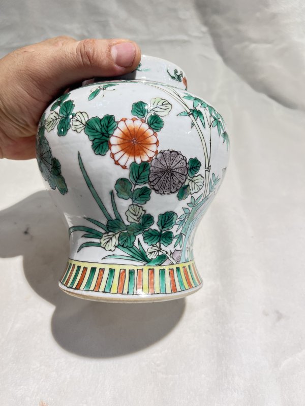 五彩花鸟纹盖罐、将军罐一组 - 图14