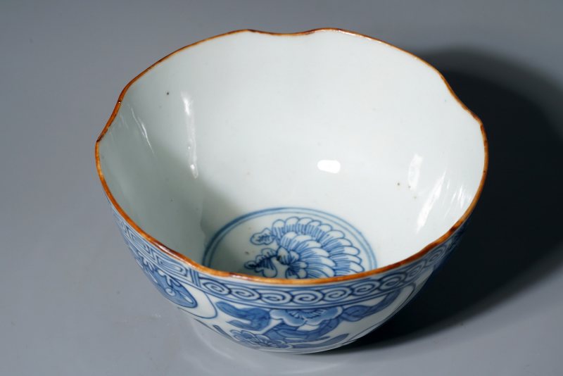 清道光 青花祥瑞手花口碗一对 - 图26