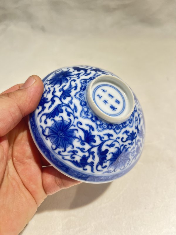 青花缠枝莲纹斗笠盏一套 - 图15