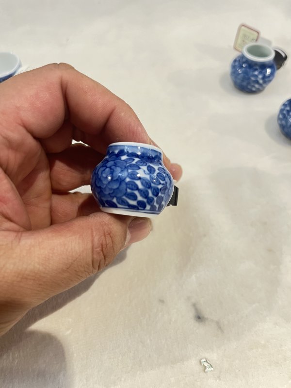 青花牡丹花卉纹鸟罐一套 - 图15