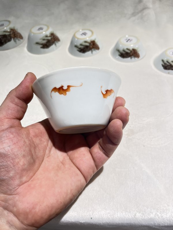 粉彩灵鹿献瑞纹套杯一套 - 图12