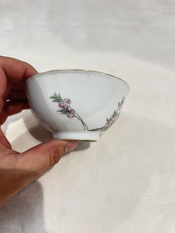 粉彩花鸟碗一对 - 图10