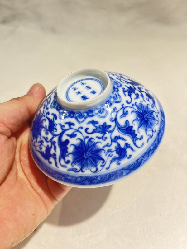 青花缠枝莲纹斗笠盏一套 - 图16