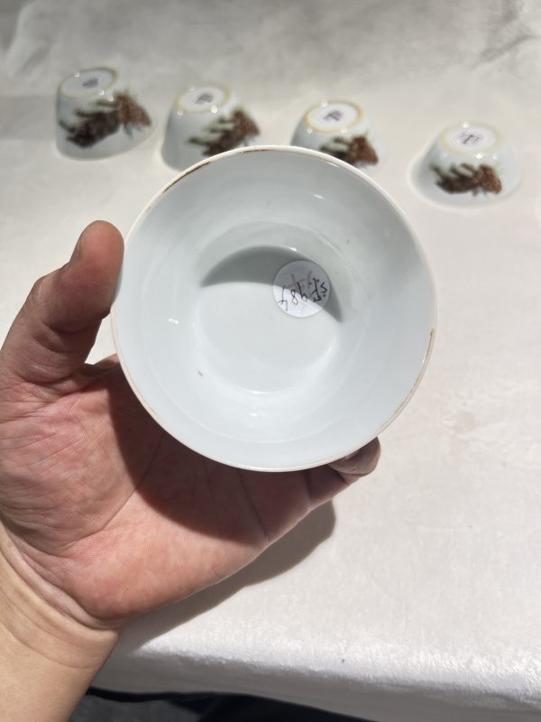 粉彩灵鹿献瑞纹套杯一套 - 图13
