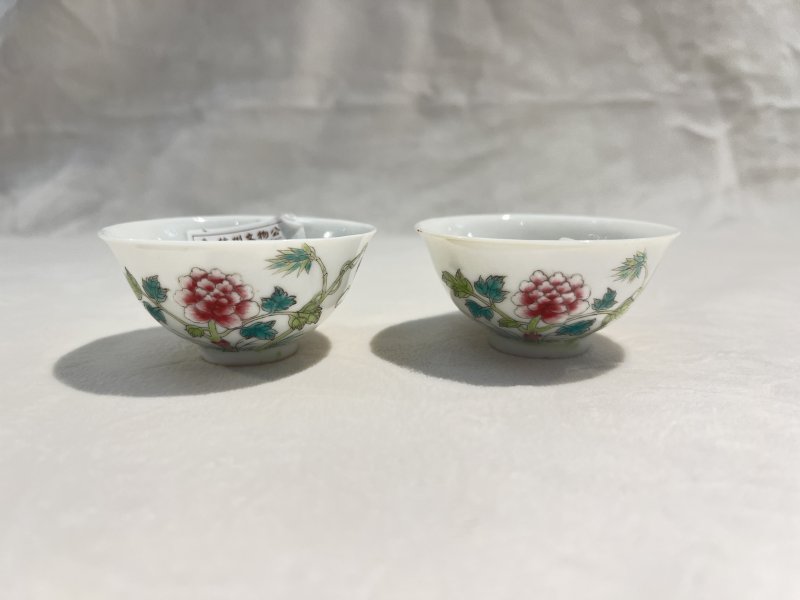 粉彩花卉纹杯一对 - 图3