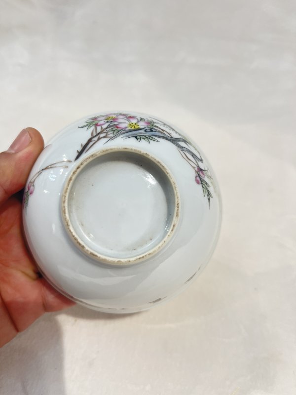 粉彩花鸟碗一对 - 图12
