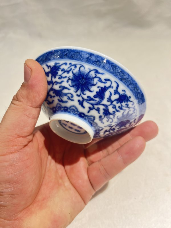 青花缠枝莲纹斗笠盏一套 - 图18