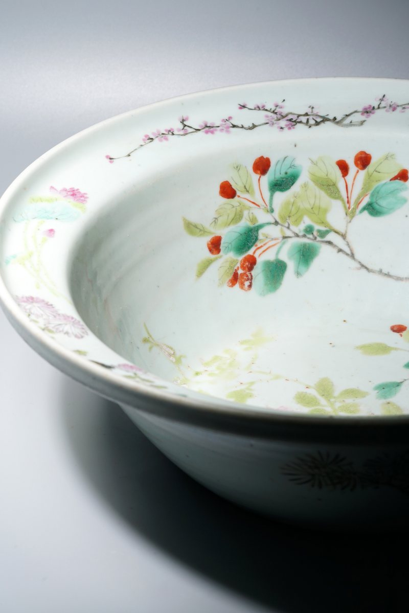 清晚期 浅绛彩折枝花笋纹洗 - 图23