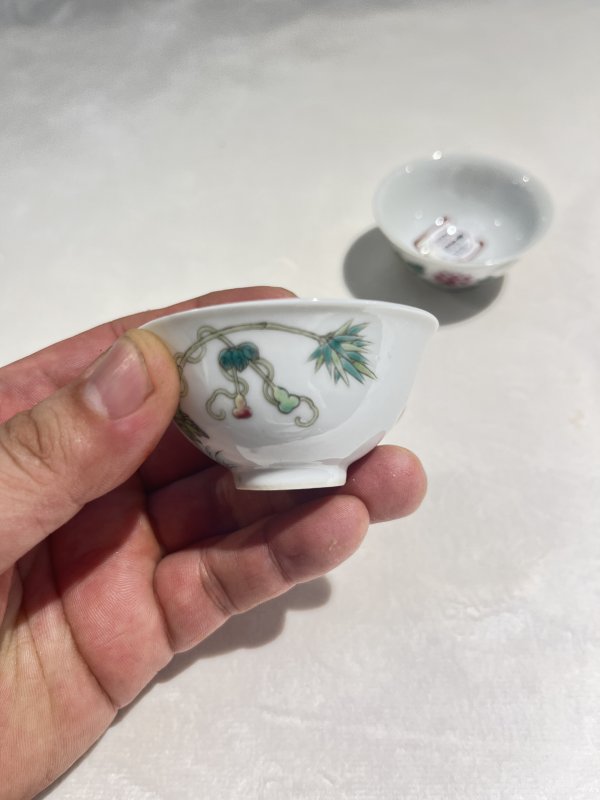 粉彩花卉纹杯一对 - 图5