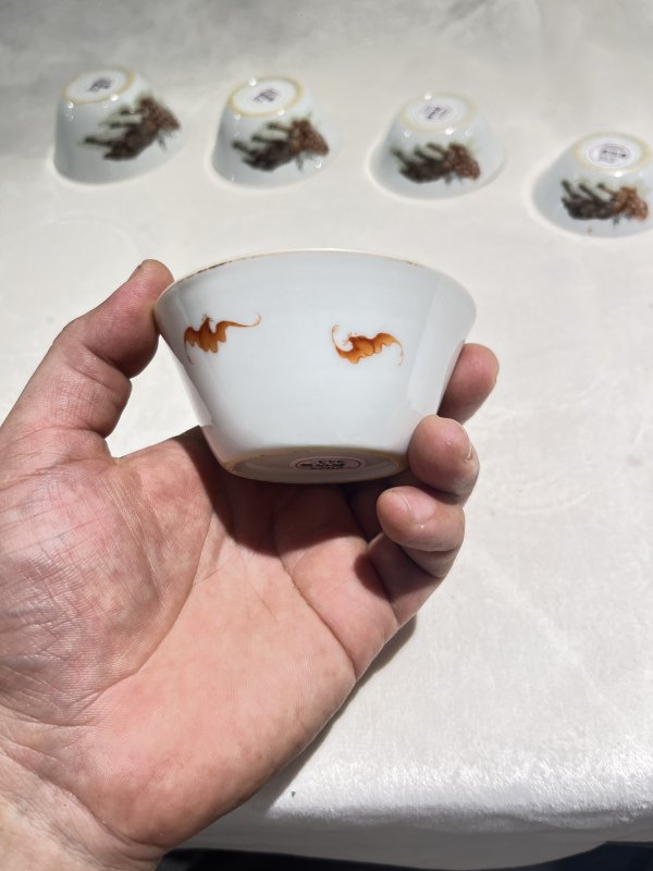 粉彩灵鹿献瑞纹套杯一套 - 图16