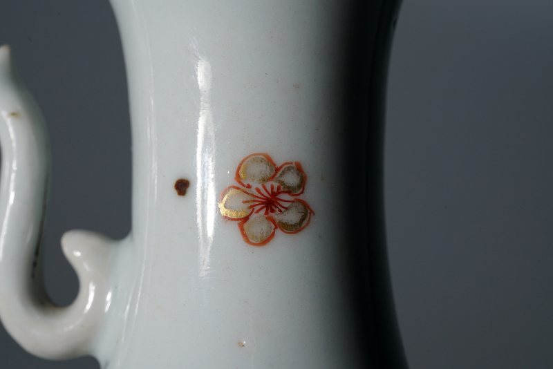 清康熙 青花矾红描金梅花纹急须 - 图8