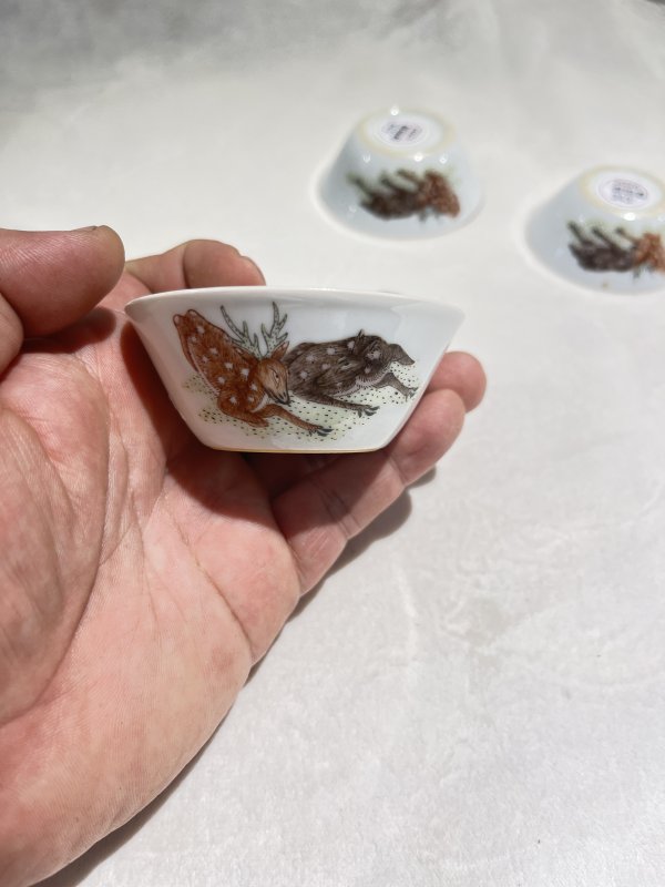 粉彩灵鹿献瑞纹套杯一套 - 图22